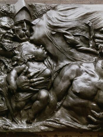 Auguste Préault (1809-1879), La Tuerie. Bronze d’après le plâtre présenté au Salon de 1834. Salon de 1834, fondu en 1851, sculpture (bronze), 109 × 140 cm. Chartres, musée des Beaux-Arts